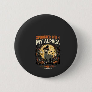 Halloween Griezelige Alpaca Nacht Ronde Button 5,7 Cm