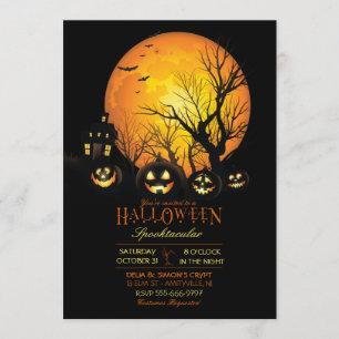 Halloween Griezelige Donkere Volle Maan Jack O Lan Kaart