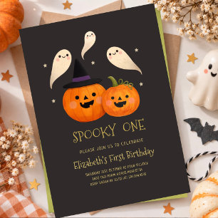 Halloween griezelige eerste verjaardagsuitnodiging kaart