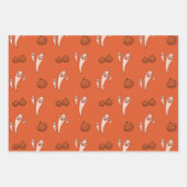 Halloween Griezelige Geesten Pompoenen Oranje & Zw Inpakpapier Vel (Voorkant 3)