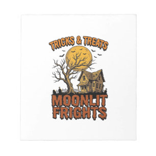 Halloween Griezelige Maan Vintage Boom Nacht Shirt Notitieblok
