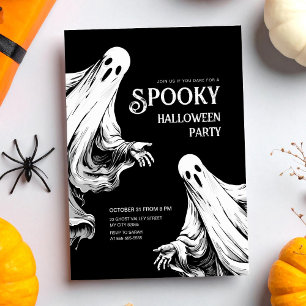 Halloween griezelige nachtfeest met twee geesten feestdagenkaart