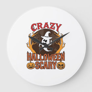 Halloween Griezelige Pompoen Retro Gegraveerde Tex Grote Klok
