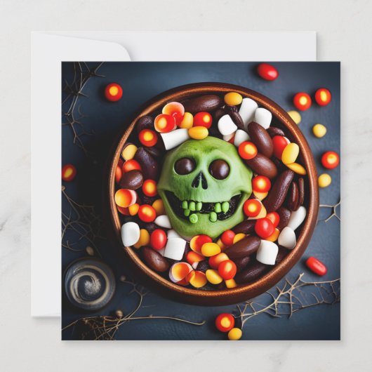 Halloween griezelige Snoepjes kom Kaart (Voorkant)