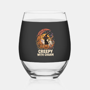 Halloween Griezels Charme Kat Wijnglas Zonder Voet