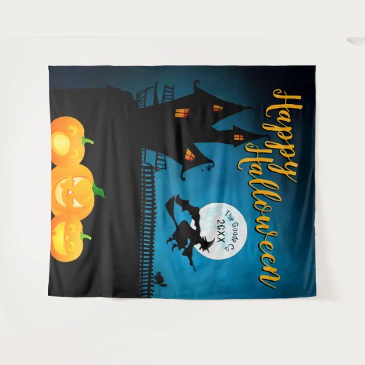 Halloween Griezelscène | Aangepaste feestachtergro Wandkleed (Voorkant (horizontaal))