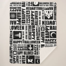 Halloween grillige Cool Typography Patroon Zwart Sherpa Deken