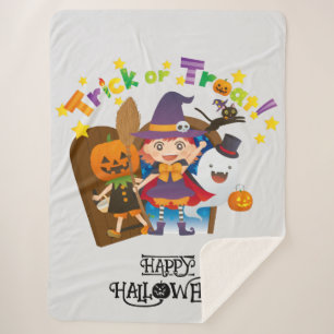Halloween grillige Schattigee heks meisje Sherpa Deken