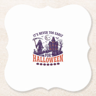 Halloween Grim Reaper Geest Huis Nooit Te Vroeg Kartonnen Onderzetters
