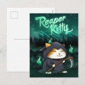Halloween Grim Reaper Kat Feestdagenkaart (Voorkant / Achterkant)