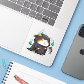 Halloween Grim Reaper Kat Sticker (Laptop met iPhone)