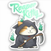 Halloween Grim Reaper Kat Sticker (Voorkant)