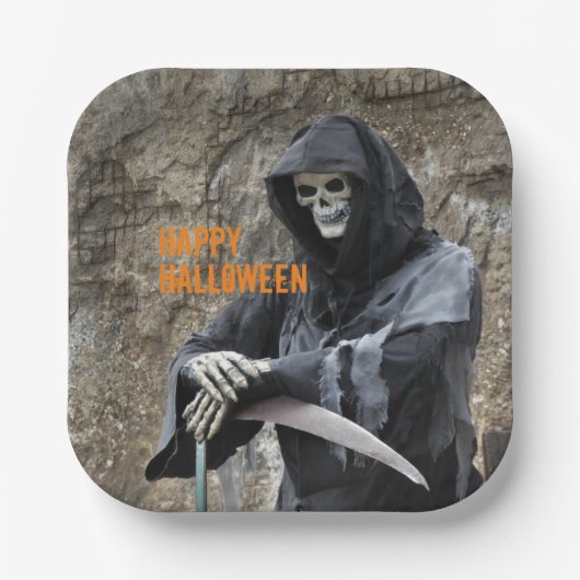Halloween Grim Reaper Papieren Bordje (Voorkant)