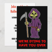 Halloween Grim Reaper Party Invitation Kaart (Voorkant / Achterkant)