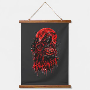 Halloween Grim Reaper Pompoen Gothic Horror Design Hangend Wandkleed