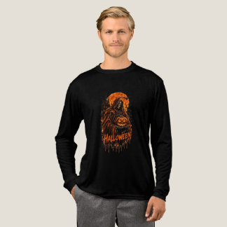 Halloween Grim Reaper Pompoen Gotische Griezeldesi Tri-Blend Shirt