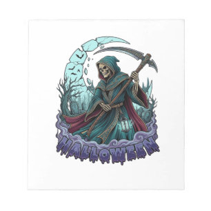 Halloween Grim Reaper Zeis Lantaarn Gebroken Maan_ Notitieblok