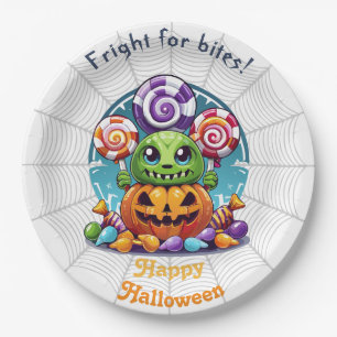 Halloween Grimlin met Trick or treat Snoep Papieren Bordje