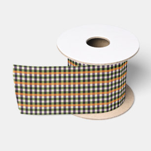 Halloween groen, paarse & zwarte gingham patroon lint