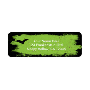 Halloween groene grunge vleermuis feest adreslabel etiket