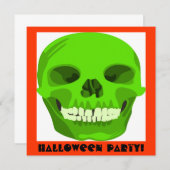 Halloween Groene Schedel Uitnodigen Kaart (Voorkant / Achterkant)