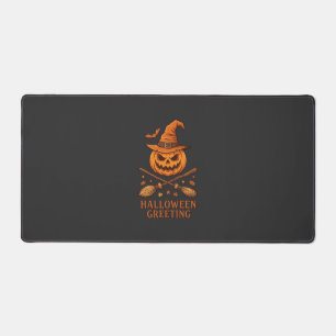 Halloween Groet Pompoen Heks Hoed Gekruiste Bezem Bureaumat