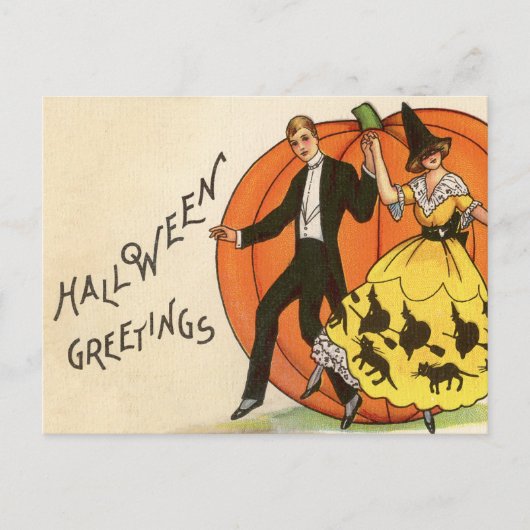  Halloween Groeten - Dansen Paar - Briefkaart (Voorkant)