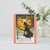 Halloween Groeten Heksenpompoengedicht Briefkaart (Staand voorkant)