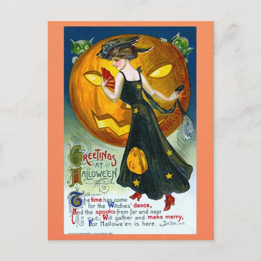 Halloween Groeten Heksenpompoengedicht Briefkaart (Voorkant)