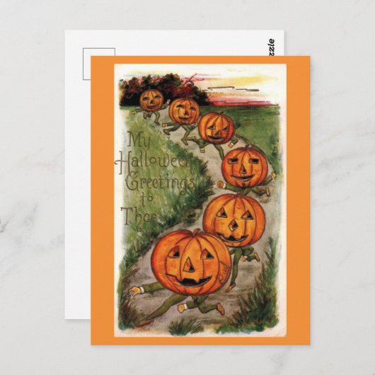 Halloween Groeten Jack O Lantern Pompoen Briefkaart (Voorkant / Achterkant)