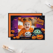 👻Halloween groeten met aangepaste foto Kaart (Voorkant / Achterkant in situ)