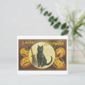  Halloween groeten met een zwarte kat Briefkaart (Staand voorkant)