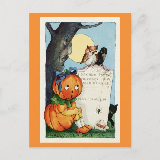  Halloween Groeten Pumpkin Graveyard Briefkaart (Voorkant)