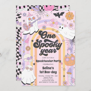 Halloween Groovy Cute Ghost 1e verjaardag Kaart