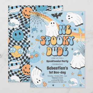 Halloween Groovy Cute Ghost 1e verjaardag Kaart