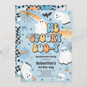 Halloween Groovy Cute Ghost 1e verjaardag Kaart