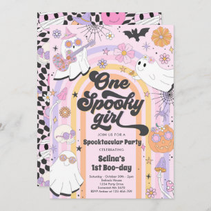 Halloween Groovy Cute Ghost 1e verjaardag Kaart