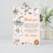 Halloween Groovy Cute Ghost Birthday Party Bedankkaart (Staand voorkant)