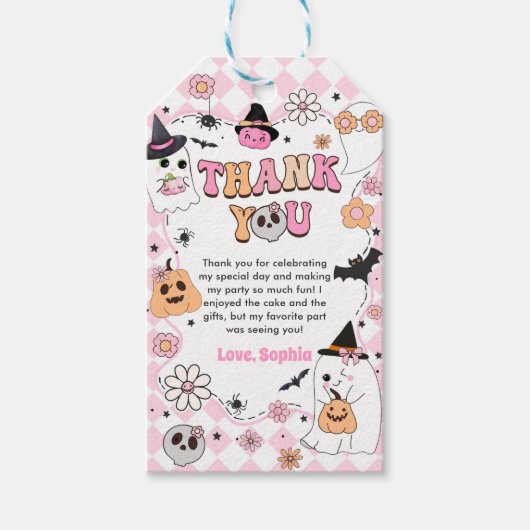 Halloween Groovy Ghost 1e verjaardag Cadeaulabel (Voorkant)