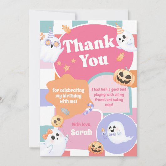 Halloween Groovy verjaardagsfeestje Bedankkaart (Voorkant)