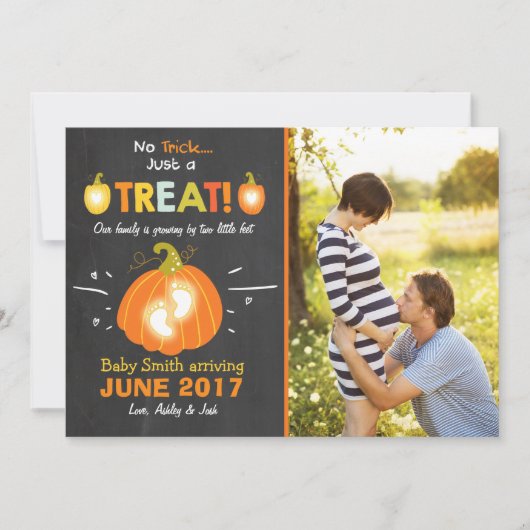 Halloween grossesse faire-part Tricoter ou traitem (Devant)