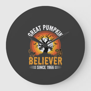 Halloween Grote Pompoen Gelover Retro Skelet Klok