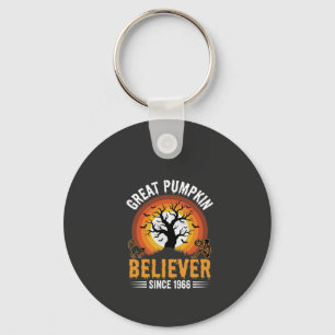 Halloween Grote Pompoen Gelover Retro Skelet Sleutelhanger