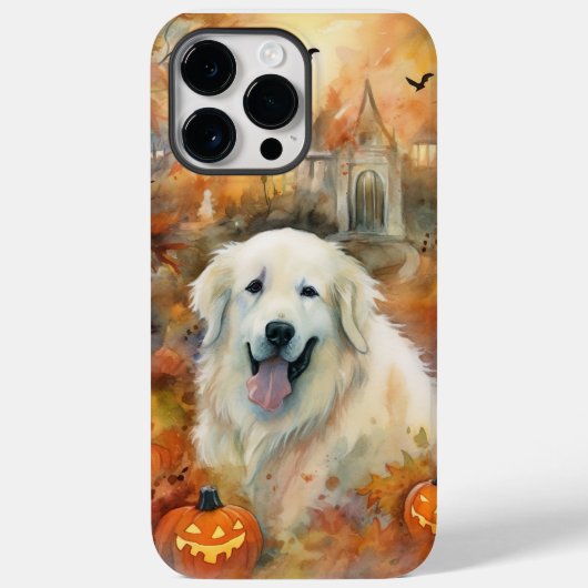 Halloween Grote Pyreneeën met pompoenen eng Case-Mate iPhone Case (Achterkant)