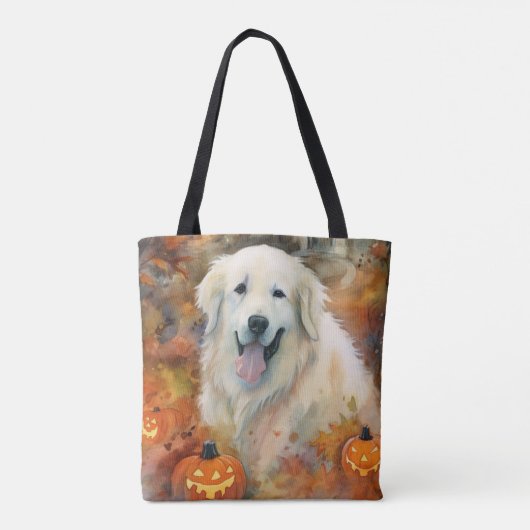 Halloween Grote Pyreneeën met pompoenen eng Draagtas (Achterkant)