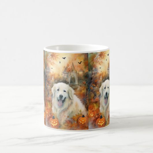 Halloween Grote Pyreneeën met pompoenen eng Koffiemok (Center)