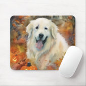 Halloween Grote Pyreneeën met pompoenen eng Muismat (Met muis)