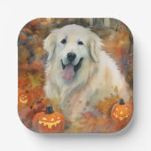 Halloween Grote Pyreneeën met pompoenen eng Papieren Bordje (Voorkant)