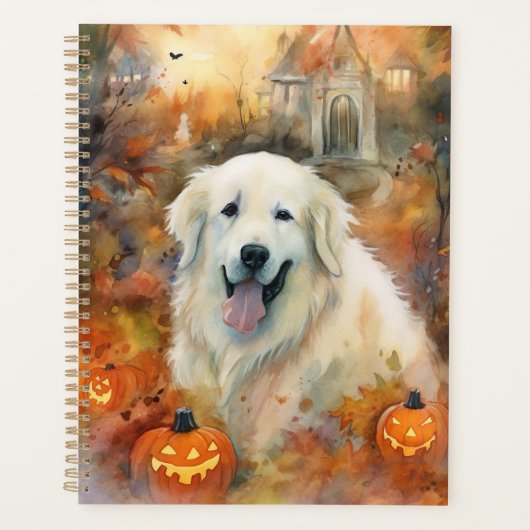 Halloween Grote Pyreneeën met pompoenen eng Planner (Voorkant)