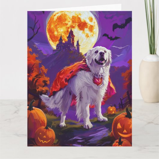 Halloween Grote Pyreneeën Vampier Pompoenen eng Kaart (Voorkant)